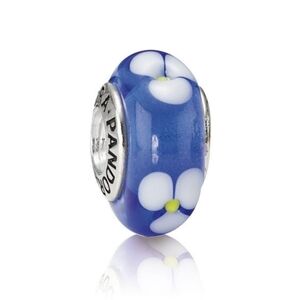 Pandora Retired Blue Murano Glass Flowers Bead - 790609